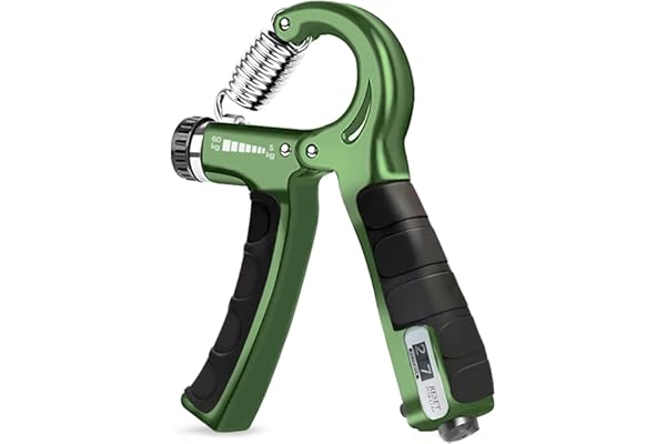 Boldfit Adjustable Hand Grip Strengthener, Hand Gripper With Counter for Men & Women for Gym Workout Hand Exercise Equipment for Forearm Exercise, Finger Exercise Power Gripper - Army Green - 60kg