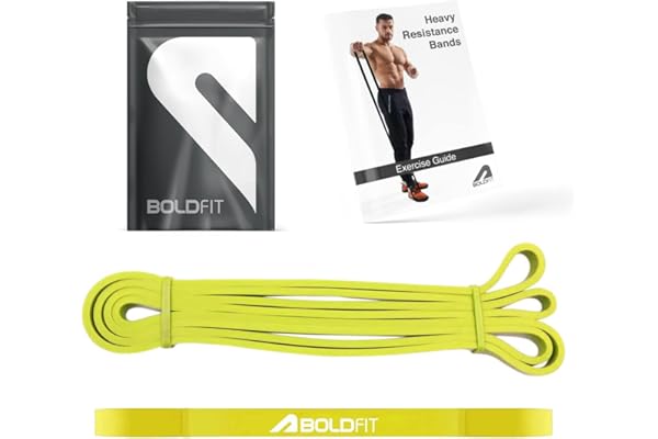 Boldfit Heavy Resistance Band for Workout Set Exercise & Stretching Pull Up Bands for Home Exercise for Gym Men & Women Loop Bands Toning Bands Resistance Band Yellow (3-7 Kg)