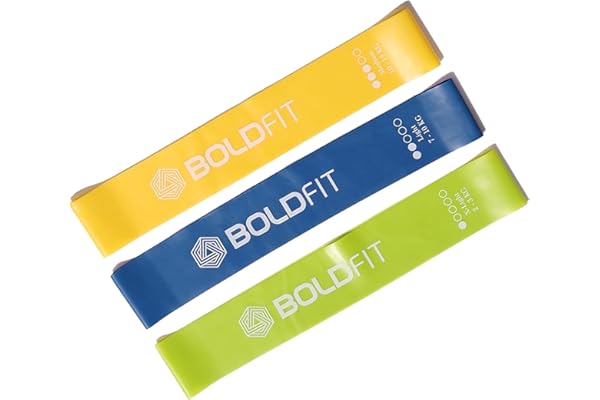 Boldfit Resistance Bands Mini Loop Set (Pack of 3) Hip/Toning Exercise for Gym Booty Belt/Latex/Thera/for Fitness, Multicolor, (RMiniloopLightSet3)