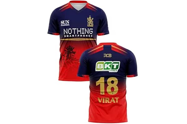 New VIRAT 18 RCBB Cricket Jersey 2026 Half Sleeve Red for Men & Boys