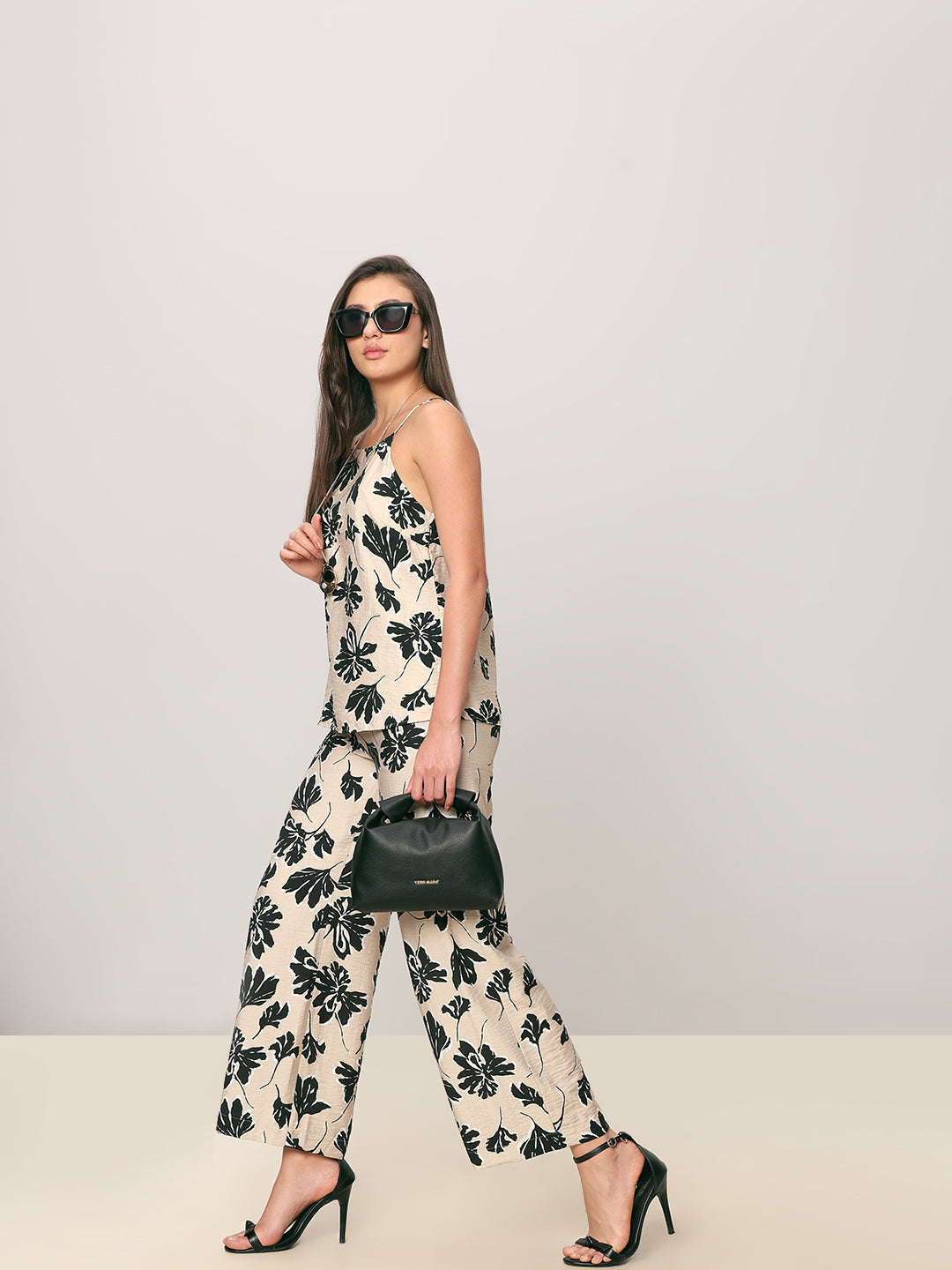 Floral Print High Rise Pants