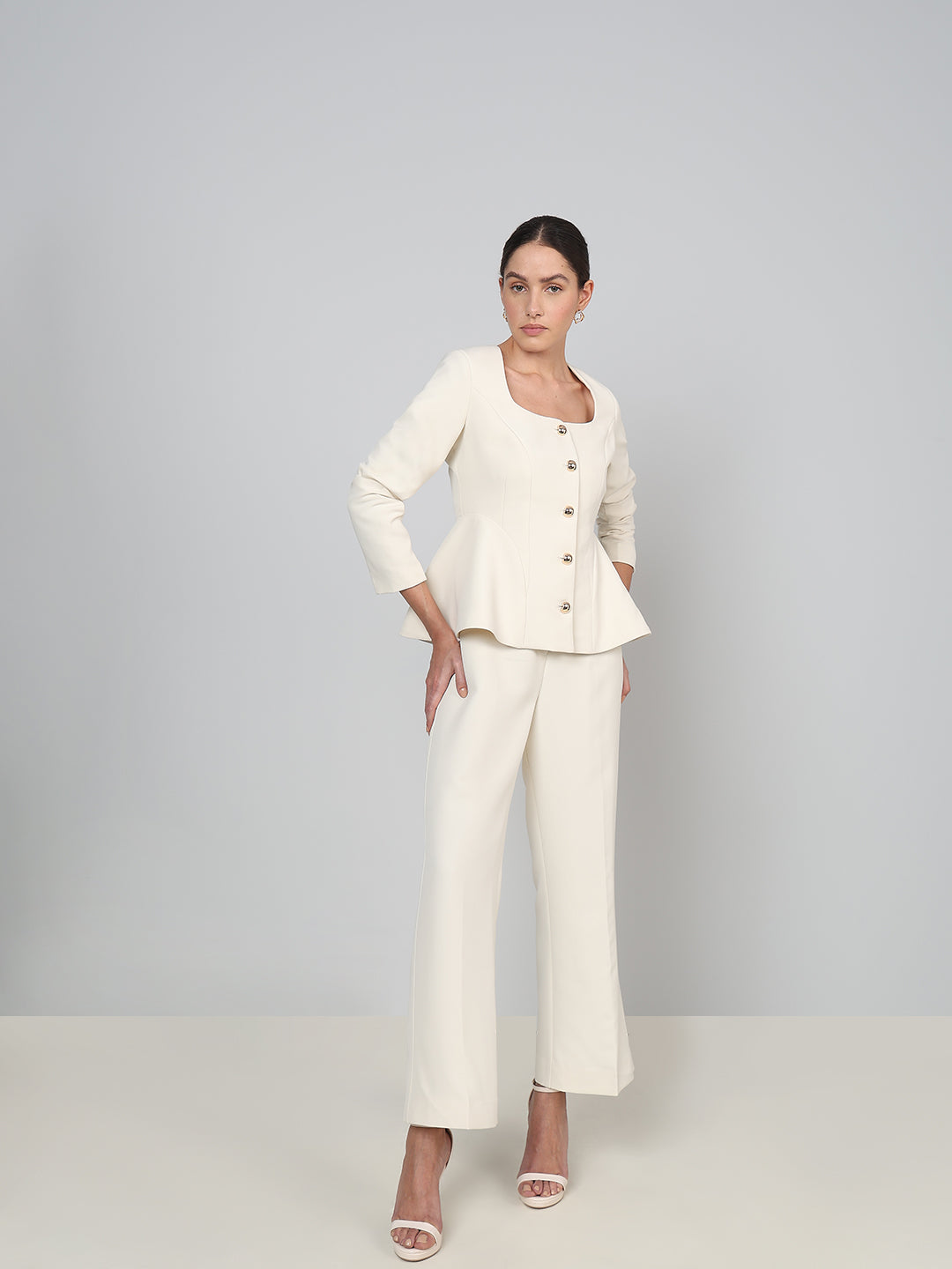 Ivory Straight Fit Tailored Pants