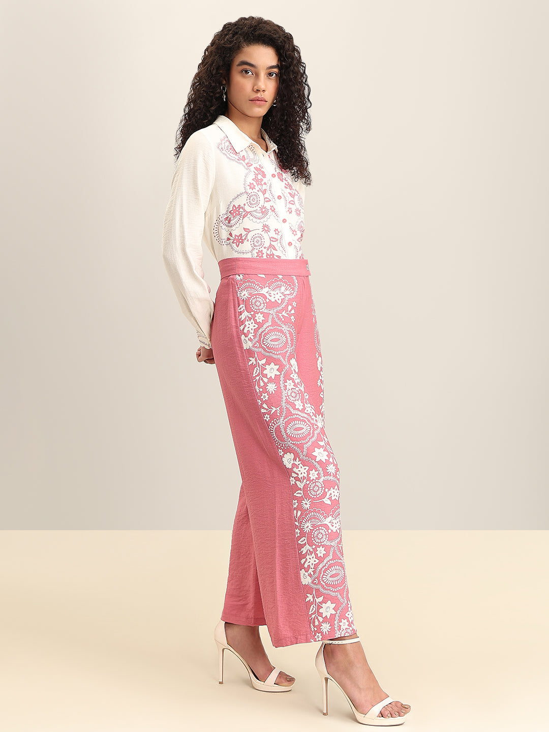 Light Pink Printed Pants