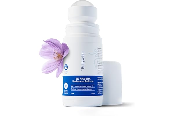 Be Bodywise 6% AHA BHA Underarm Roll-on Deodorant for Even Tone Skin,Reduces Body Odor & Pigmentation | 1% Mandelic, 4% Lactic, 1% Salicylic & Kojic Acid, Alcohol & Aluminum Free |Flora Fragrance,50ml