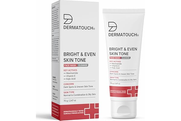 DERMATOUCH Bright & Even Tone Face Wash with Niacinamide, Vitamin E and Kojic Acid | Daily Gentle Face Wash For Tan, Pigmentation, Uneven Tone | 70g