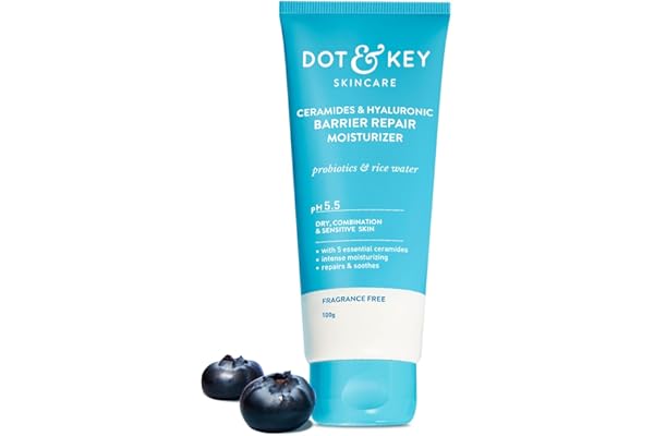 Dot & Key Barrier Repair Moisturizer For Normal, Dry, Combination & Sensitive Skin | 120 Hrs Moisturization, With 5 Ceramides & Hyaluronic | Repairs Damaged Skin Barrier, Non-Comedogenic | 100g