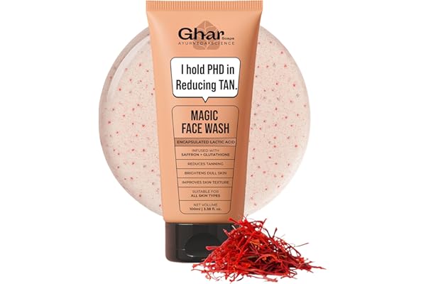 Ghar Soaps Magic De-Tan Face wash With Saffron & Glutathione 100ml | Tan Removal, Brightening and Glowing Skin I For All Skin Type I For Men & Women