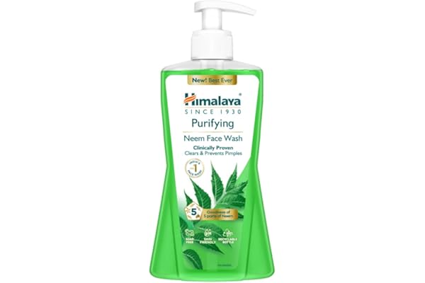 Himalaya Purifying Neem Face Wash|Clears and Prevents Pimples & Acne|Made with 5 parts of Neem|New & Best Ever clinically Proven formula|Gently Cleanses|For men and women|400 ml