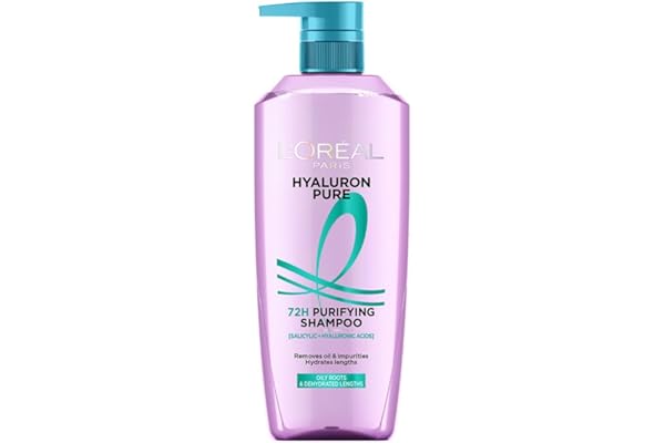 L’Oréal Paris Hyaluron Pure 72H Purifying Shampoo, For oily scalp & dry hair with salicylic and hyaluronic acid, 800 ml