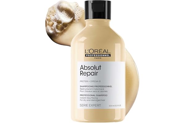 L'Oréal Professionnel Absolut Repair Shampoo for Dry & Damaged Hair - 300ml | Professional shampoo for Strengthening and Repairing Hair, With Protein & Omega-9, For Men & Women