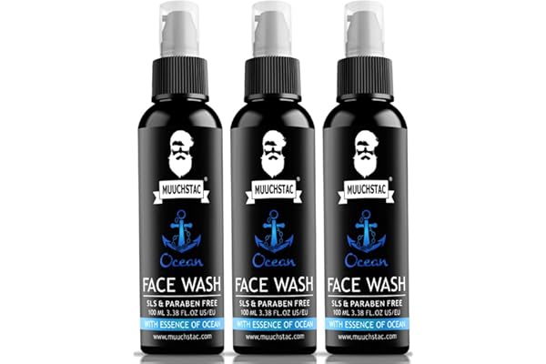Muuchstac Ocean Face Wash for Men | Fight Acne & Pimples, Brighten Skin, Clears Dirt, Oil Control, Refreshing Feel - Multi-Action Formula (3x100 ml)