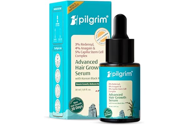 Pilgrim Redensyl 3% + Anagain 4% + Baicapil Advanced Hair Growth Serum (30ml) for Scalp with Korean Black Rice & Rosemary | Control Hair Fall, Stimulate Hair Regrowth, Increase Hair Density