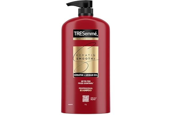 TRESemmé Keratin Smooth+ Shampoo 1000ml | 72H Frizz Control with Keratin Protein & Argan Oil | Paraben Free Smoothening Shampoo for Dry & Frizzy Hair